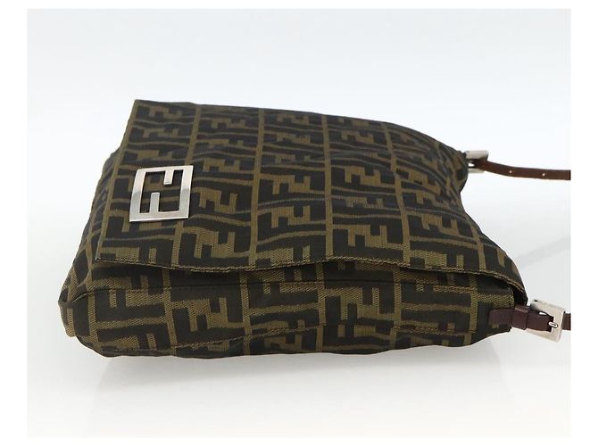 Borsa a Spalla in Tela Zucca FENDI Nera e Marrone Auth ka3016 Nero - vista 4