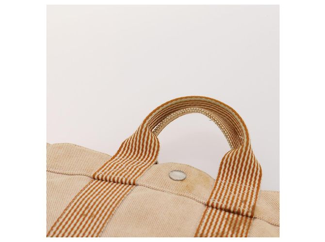Hermès HERMES Borsa Fourre Tout in Tela 3 Pezzi Arancione Grigio Nero Auth fm5167 Marrone - vista 20