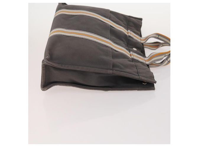 Hermès HERMES Borsa Fourre Tout in Tela 3 Pezzi Arancione Grigio Nero Auth fm5167 Marrone - vista 4