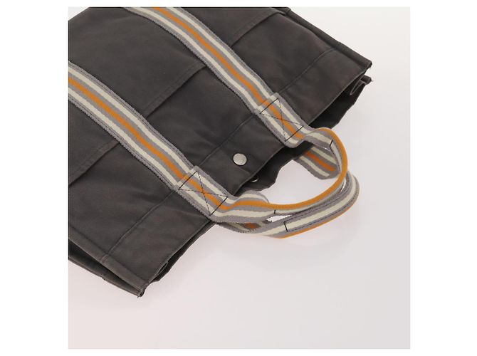 Hermès HERMES Borsa Fourre Tout in Tela 3 Pezzi Arancione Grigio Nero Auth fm5167 Marrone - vista 5