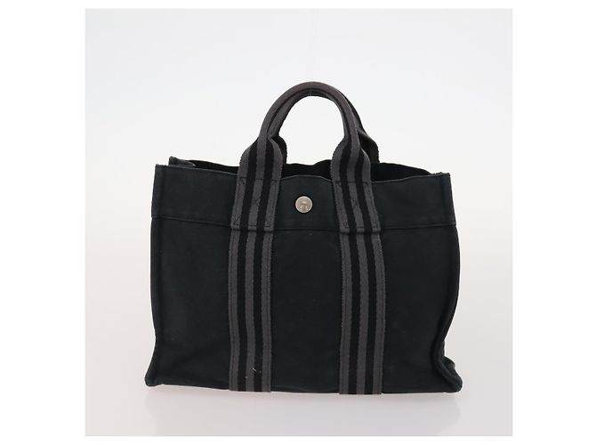 Hermès HERMES Borsa Fourre Tout in Tela 3 Pezzi Arancione Grigio Nero Auth fm5167 Marrone - vista 9