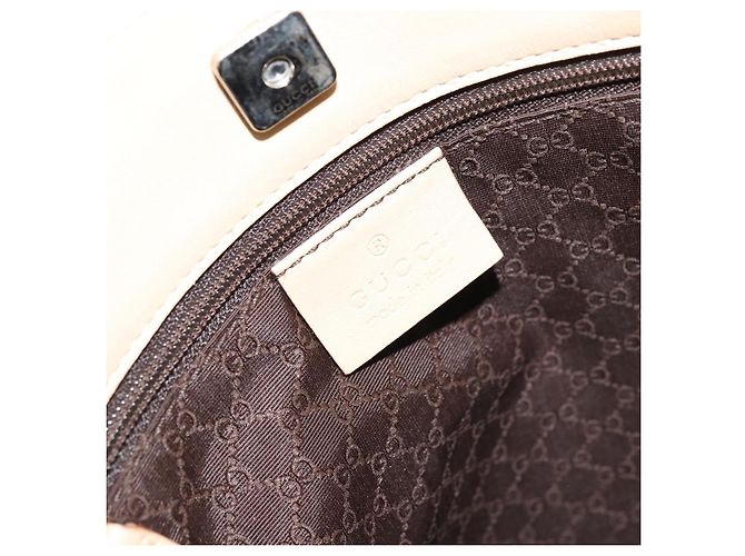 Borsa a Spalla in Pelle Beige Argento GUCCI 91761 Auth 173831 - vista 17