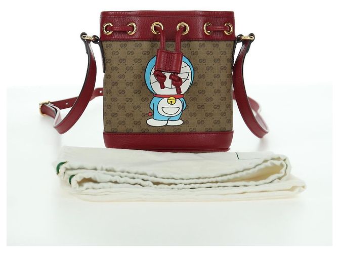 GUCCI GUCCI �~ Borsa Micro GG Supreme Doraemon PVC Beige Oro 647801 Auth LNZ389SM D'oro - vista 12