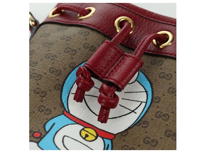 GUCCI GUCCI �~ Borsa Micro GG Supreme Doraemon PVC Beige Oro 647801 Auth LNZ389SM D'oro - vista 18