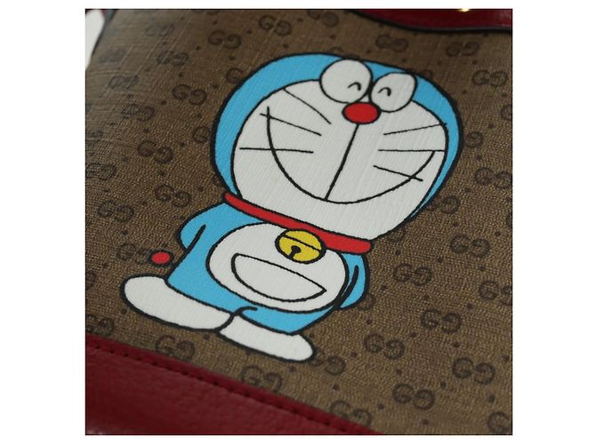 GUCCI GUCCI �~ Borsa Micro GG Supreme Doraemon PVC Beige Oro 647801 Auth LNZ389SM D'oro - vista 19