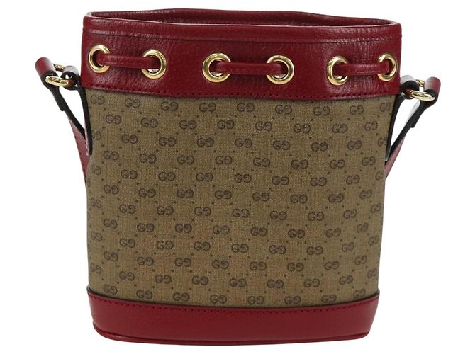 GUCCI GUCCI �~ Borsa Micro GG Supreme Doraemon PVC Beige Oro 647801 Auth LNZ389SM D'oro - vista 2
