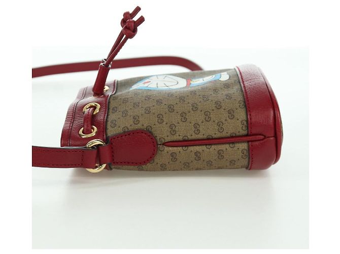 GUCCI GUCCI �~ Borsa Micro GG Supreme Doraemon PVC Beige Oro 647801 Auth LNZ389SM D'oro - vista 3