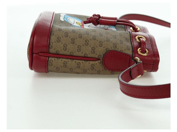 GUCCI GUCCI �~ Borsa Micro GG Supreme Doraemon PVC Beige Oro 647801 Auth LNZ389SM D'oro - vista 4