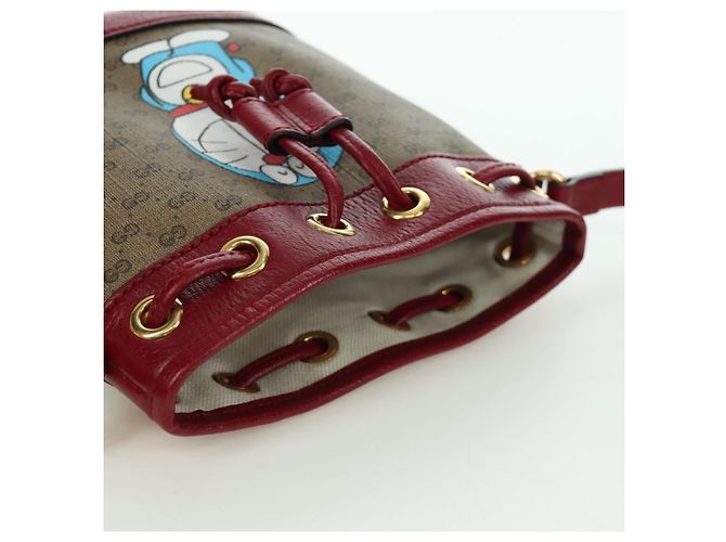 GUCCI GUCCI �~ Borsa Micro GG Supreme Doraemon PVC Beige Oro 647801 Auth LNZ389SM D'oro - vista 6