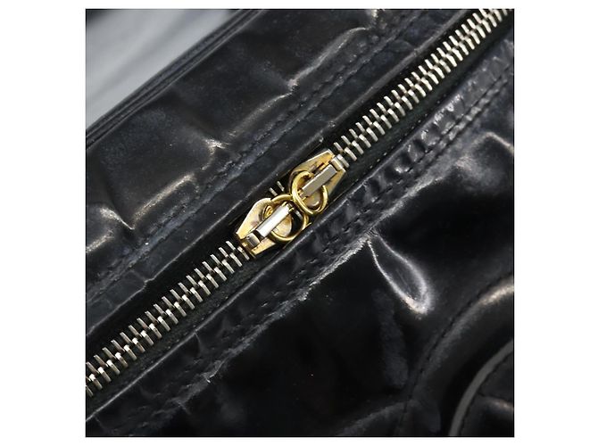 Vanity CHANEL Kosmetiktasche Lackleder Schwarz Gold CC Auth bs33674 Golden - Ansicht 10