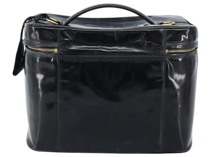 Vanity CHANEL Kosmetiktasche Lackleder Schwarz Gold CC Auth bs33674 Golden - Ansicht 2