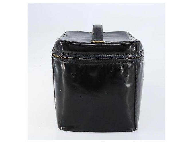Vanity CHANEL Kosmetiktasche Lackleder Schwarz Gold CC Auth bs33674 Golden - Ansicht 3