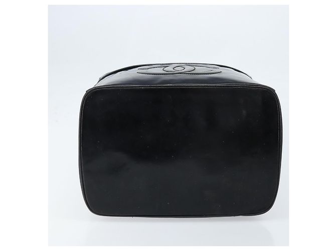Vanity CHANEL Kosmetiktasche Lackleder Schwarz Gold CC Auth bs33674 Golden - Ansicht 5