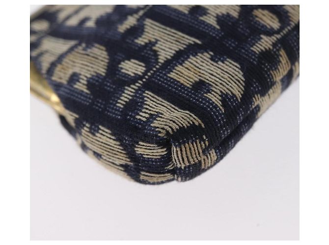 Pochette Gamaguchi in tela Trotter Christian Dior Navy Oro Auth BA10970 D'oro Blu navy - vista 15