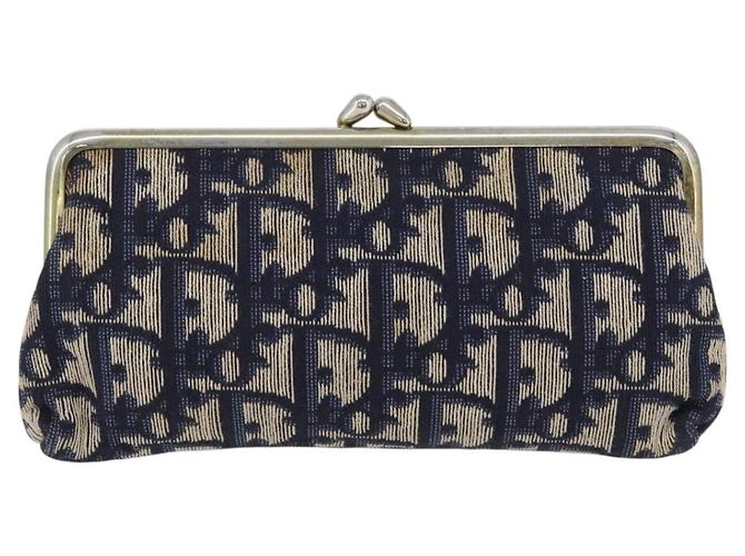 Pochette Gamaguchi in tela Trotter Christian Dior Navy Oro Auth BA10970 D'oro Blu navy - vista 2