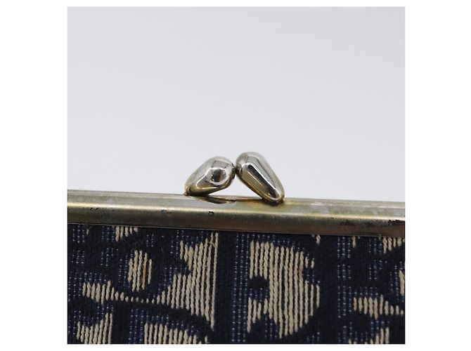 Pochette Gamaguchi in tela Trotter Christian Dior Navy Oro Auth BA10970 D'oro Blu navy - vista 8