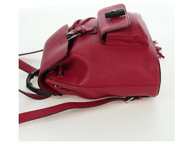 GUCCI Bamboo Backpack Leather Pink Silver 387149 Auth 171479V Silvery - view 3