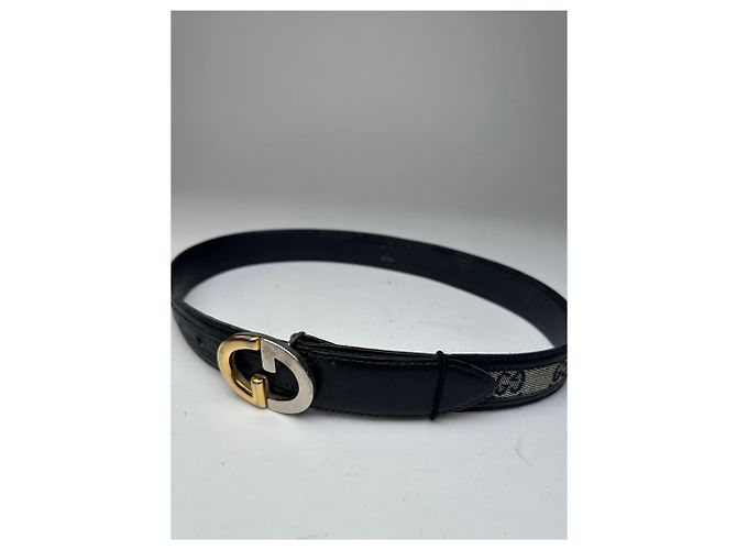 Vintage Gucci Ophidia Monogramm Leder Gürtel Grau Schwarz - Ansicht 5