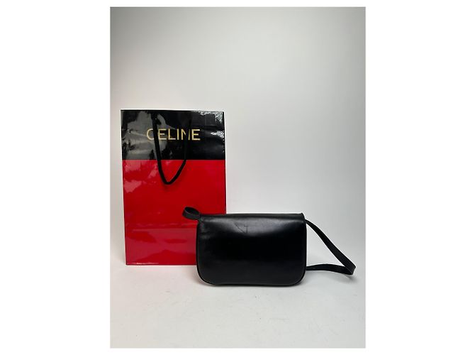 Céline Vintage Celine Leder Schultertasche Schwarz - Ansicht 2
