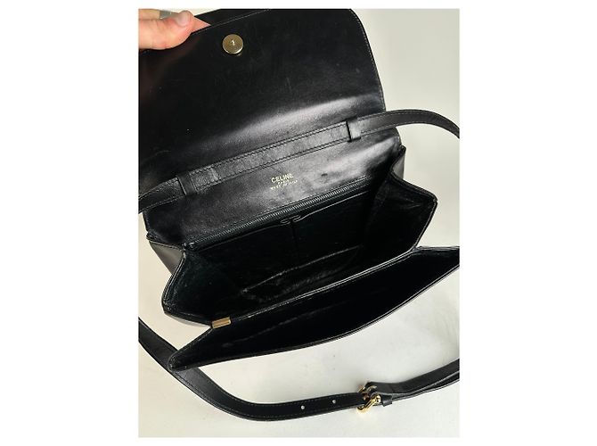 Céline Vintage Celine Leder Schultertasche Schwarz - Ansicht 4
