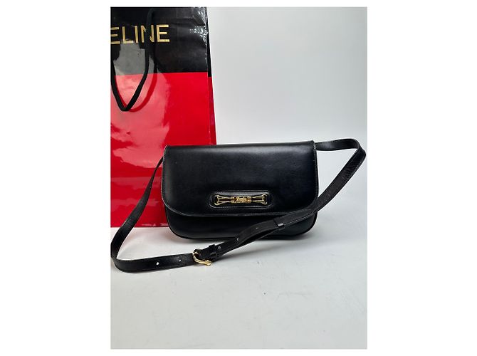 Céline Vintage Celine Leder Schultertasche Schwarz - Ansicht 8