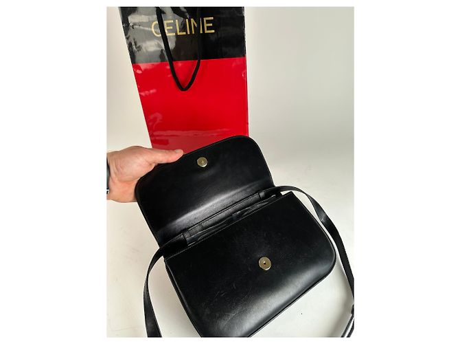 Céline Vintage Celine Leder Schultertasche Schwarz - Ansicht 9