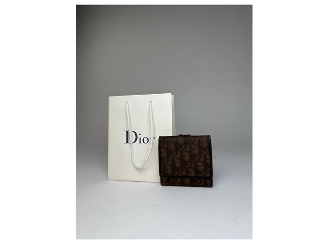 Vintage Dior Oblique Monogram Leather Wallet Brown - view 11
