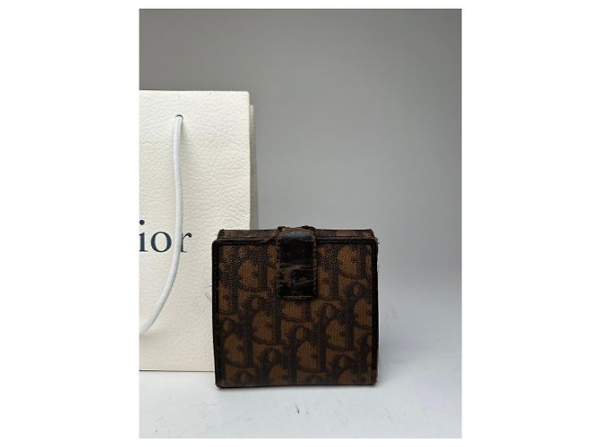 Vintage Dior Oblique Monogram Leather Wallet Brown - view 12
