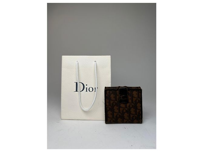 Vintage Dior Oblique Monogram Leather Wallet Brown - view 2