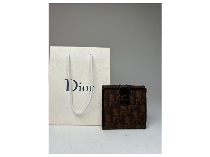 Vintage Dior Oblique Monogram Leather Wallet Brown - view 4