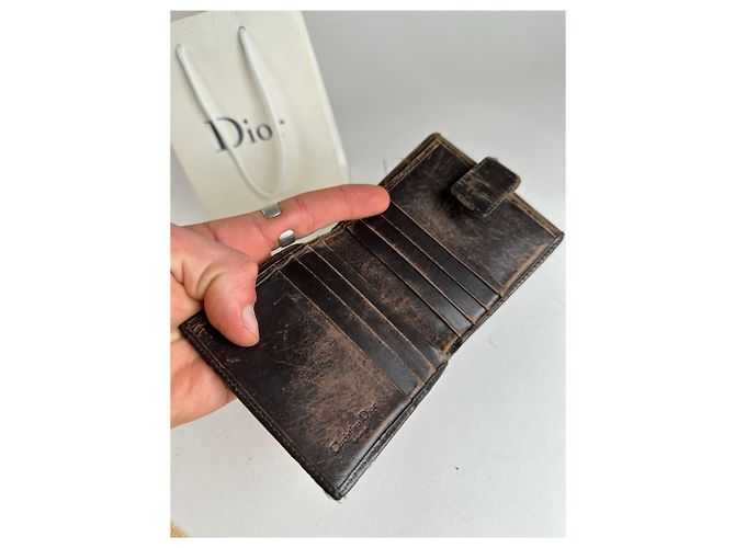 Vintage Dior Oblique Monogram Leather Wallet Brown - view 5