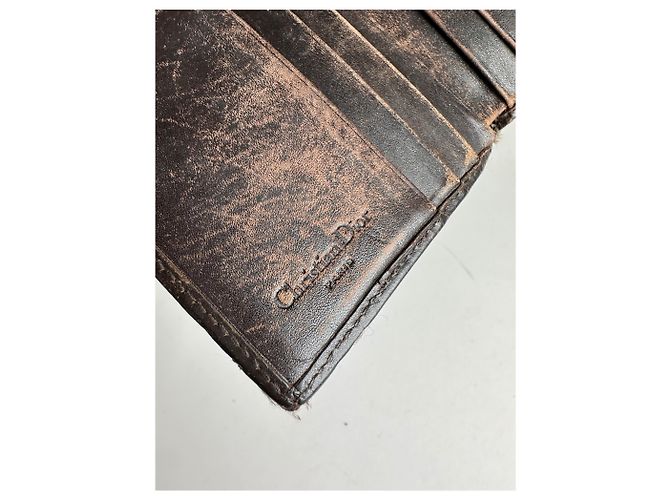 Vintage Dior Oblique Monogram Leather Wallet Brown - view 7
