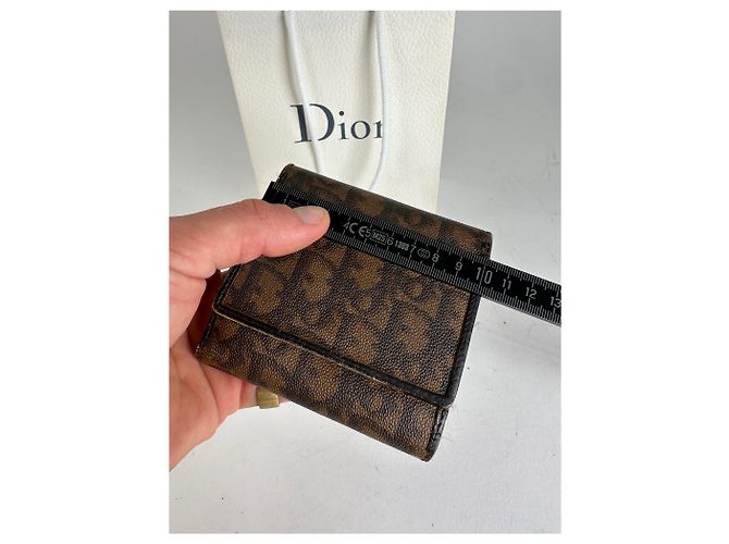 Vintage Dior Oblique Monogram Leather Wallet Brown - view 9