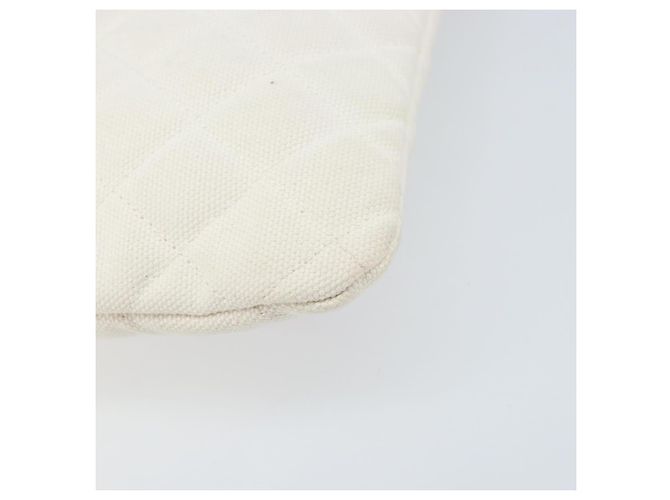 CHANEL Borsa Clutch Matelassé in Tela Bianca Argento CC Auth 172468V Bianco - vista 16