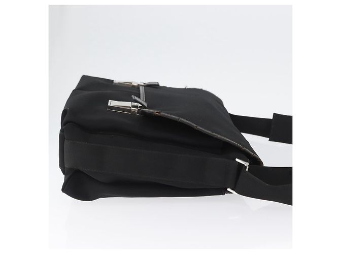 GUCCI Schultertasche aus schwarzem Canvas Silber 92538 Auth bs33064 - Ansicht 3