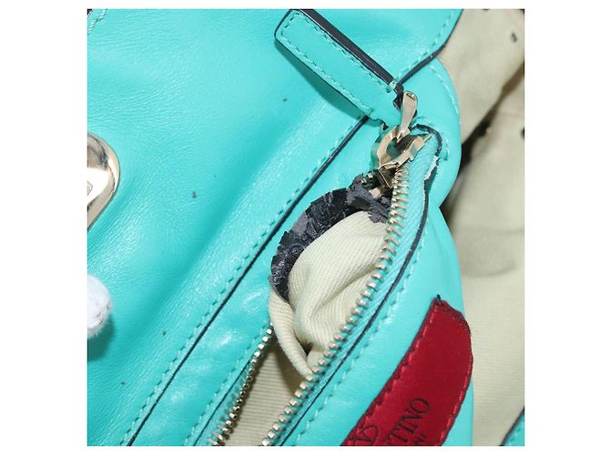 VALENTINO Borsa Rock Studs in pelle 2 in 1 Verde Oro Auth BA10926 D'oro - vista 12