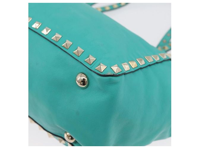 VALENTINO Borsa Rock Studs in pelle 2 in 1 Verde Oro Auth BA10926 D'oro - vista 15