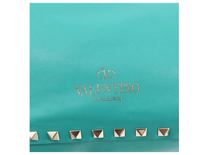 VALENTINO Borsa Rock Studs in pelle 2 in 1 Verde Oro Auth BA10926 D'oro - vista 18