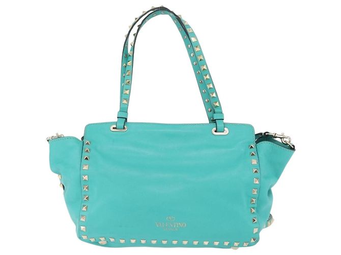 VALENTINO Borsa Rock Studs in pelle 2 in 1 Verde Oro Auth BA10926 D'oro - vista 2