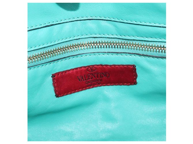 VALENTINO Borsa Rock Studs in pelle 2 in 1 Verde Oro Auth BA10926 D'oro - vista 20