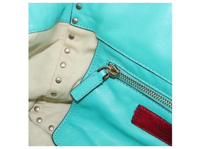 VALENTINO Borsa Rock Studs in pelle 2 in 1 Verde Oro Auth BA10926 D'oro - vista 23