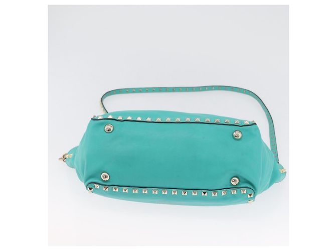 VALENTINO Borsa Rock Studs in pelle 2 in 1 Verde Oro Auth BA10926 D'oro - vista 5