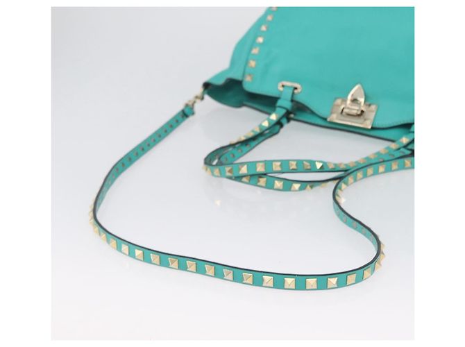 VALENTINO Borsa Rock Studs in pelle 2 in 1 Verde Oro Auth BA10926 D'oro - vista 9