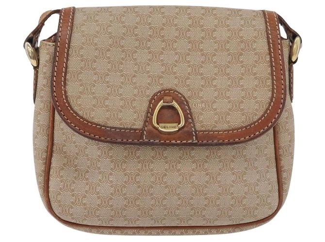 Céline CELINE Macadam Canvas Schultertasche PVC Beige Gold Auth LNZ975 Golden - Ansicht 13