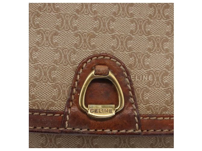 Céline CELINE Macadam Canvas Schultertasche PVC Beige Gold Auth LNZ975 Golden - Ansicht 17
