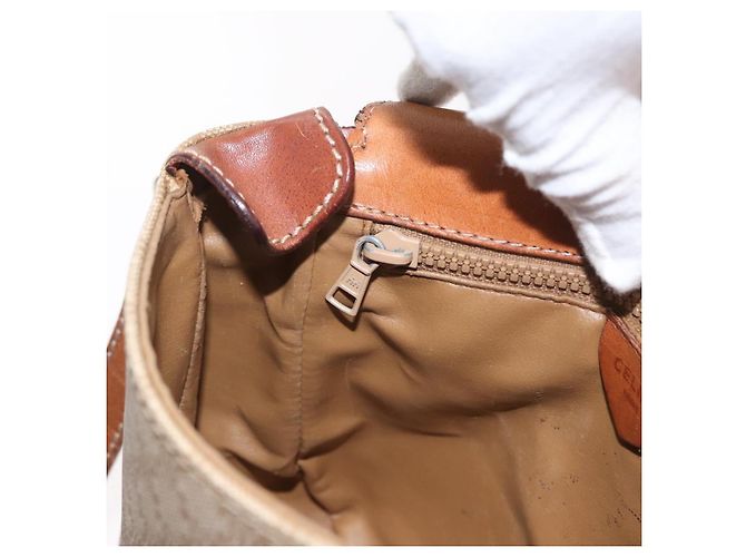 Céline CELINE Macadam Canvas Schultertasche PVC Beige Gold Auth LNZ975 Golden - Ansicht 21