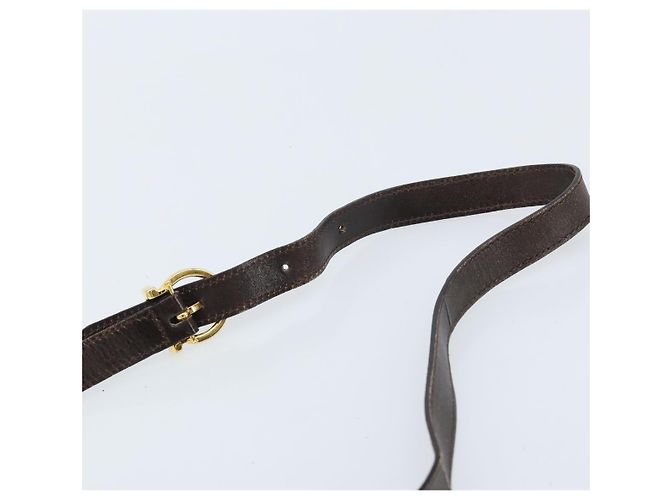 Salvatore Ferragamo Borsa a Spalla Gancini in Pelle Marrone Scuro Oro Auth LNZ544 D'oro - vista 14