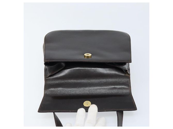 Salvatore Ferragamo Borsa a Spalla Gancini in Pelle Marrone Scuro Oro Auth LNZ544 D'oro - vista 19