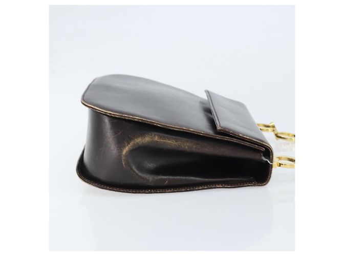 Salvatore Ferragamo Borsa a Spalla Gancini in Pelle Marrone Scuro Oro Auth LNZ544 D'oro - vista 3