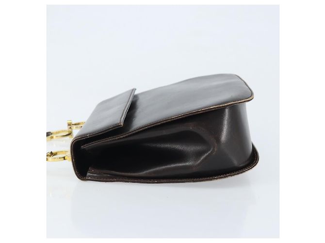 Salvatore Ferragamo Borsa a Spalla Gancini in Pelle Marrone Scuro Oro Auth LNZ544 D'oro - vista 4
